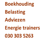 Boekhouding  Belasting     Adviezen    Energie trainers   030 303 5263